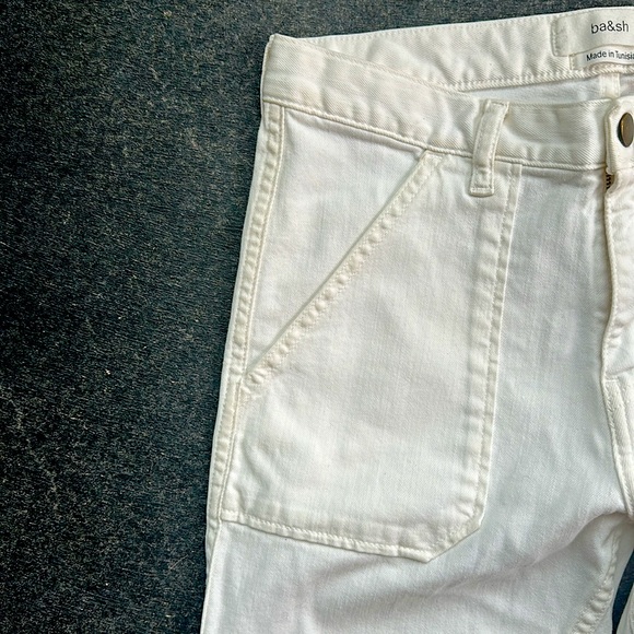 ba&sh white carpenter style pants. White denim. Narrow fit. Sz 4 - Picture 3 of 5